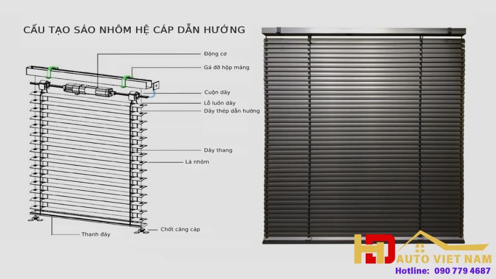 Rèm nhôm tự động ngoài trời cho biệt thự nhà phố cao cấp 